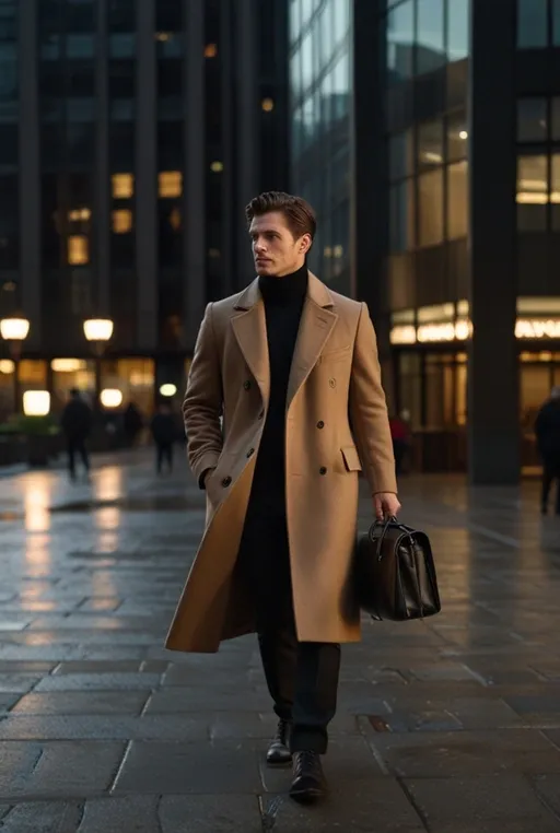 1. Classic Wool Overcoat with Tailored Trousers