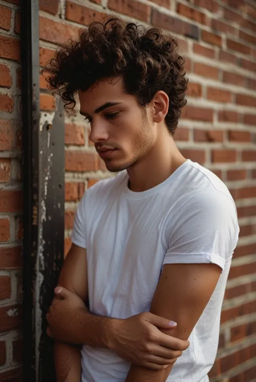 10. Messy Curly Top with Low Fade