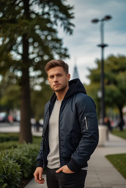 11. Navy Hoodie with Bomber Jacket