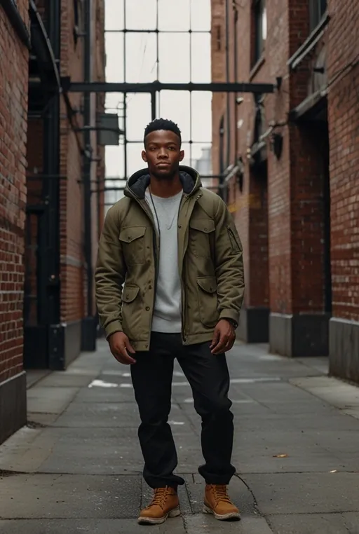 12. Grey Hoodie with Utility Jacket