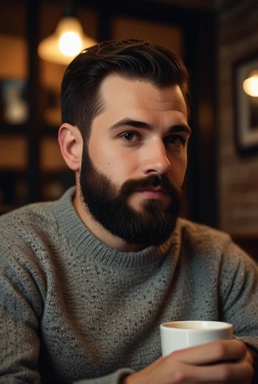 13. Classic Crew Cut with Beard Fade