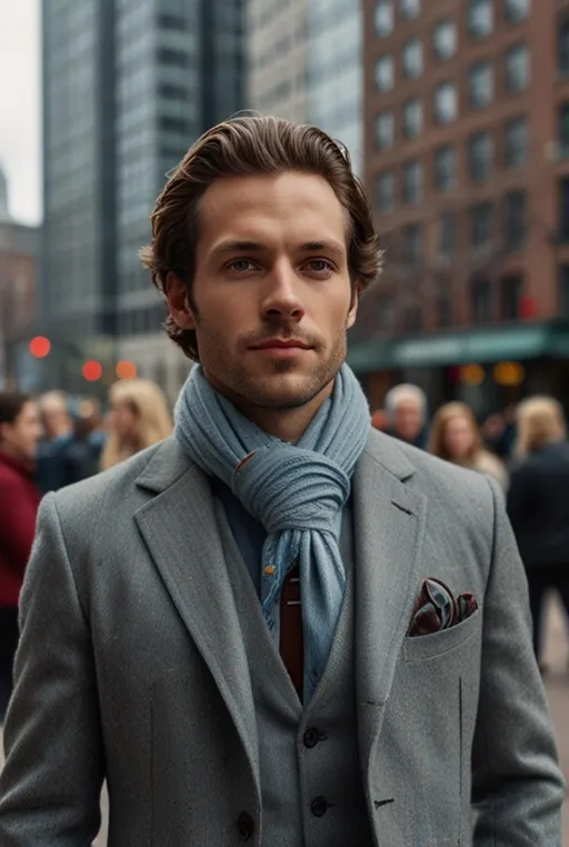 14. Grey Wool Suit with Winter Accessories