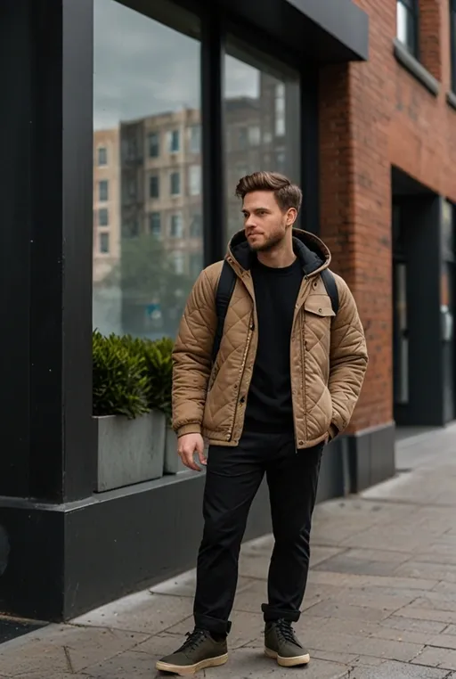 15. Quilted Jacket with Chukka Boots