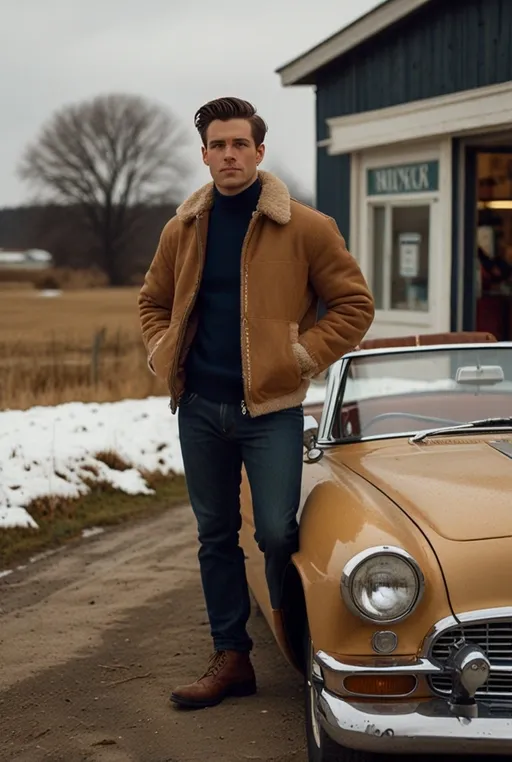 15. Shearling Jacket with Denim