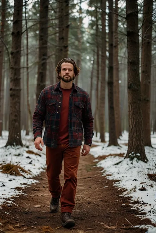 16. Checkered Wool Shirt with Corduroy Pants