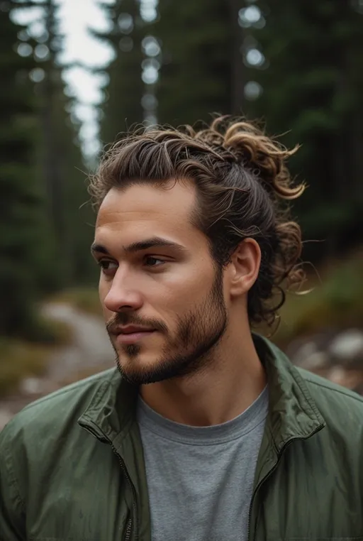 16. Curly Man Bun