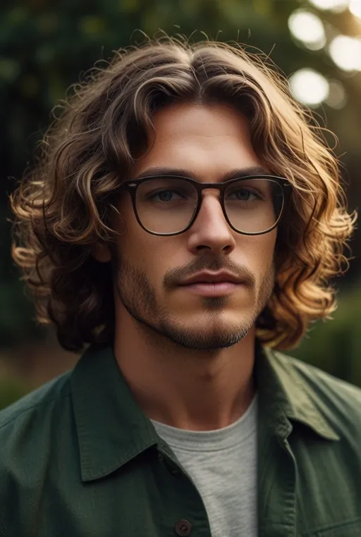 16. Medium Length Hairstyle with Natural Waves and Glasses