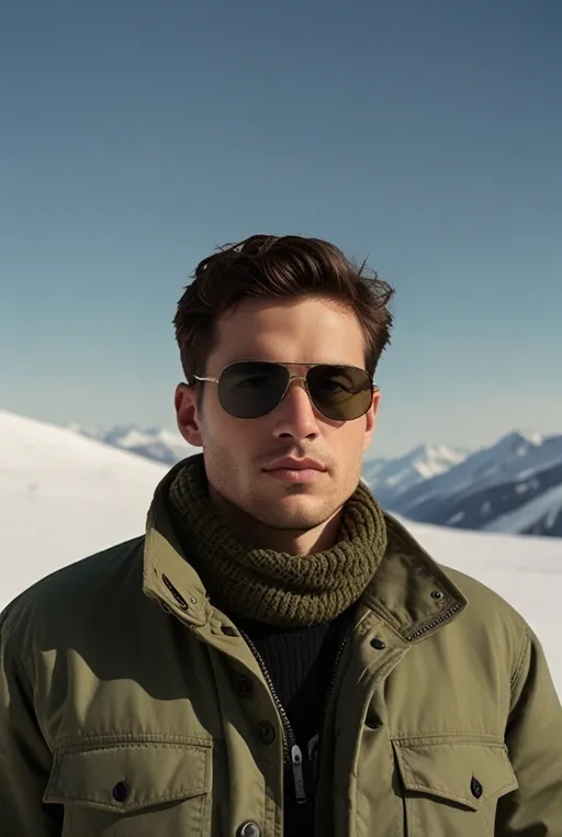 16. Military Jacket with Turtleneck and Boots