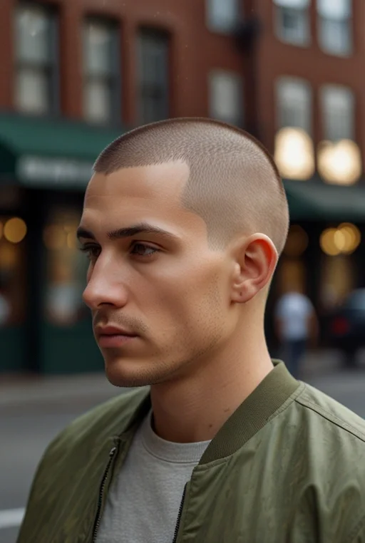 17. Buzz Cut with Slight Pompadour