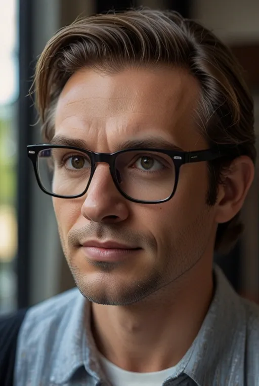 17. Medium Length Brushed Back Hair with Glasses