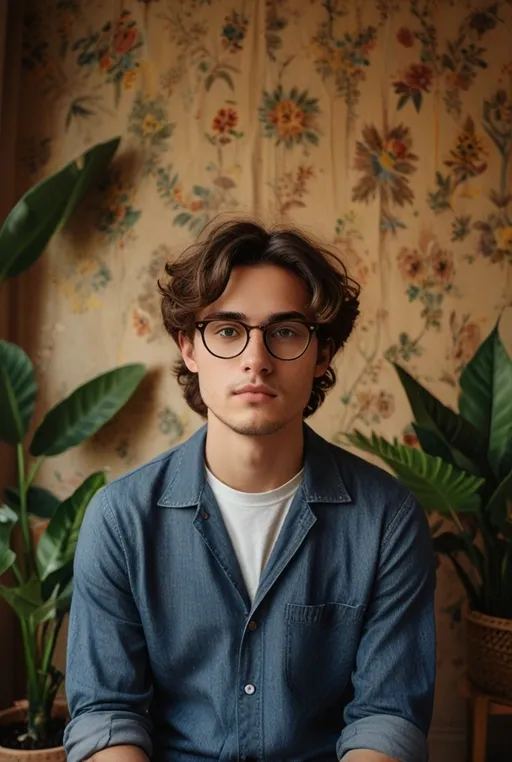 18. Casual Medium Length Hairstyle with Round Glasses