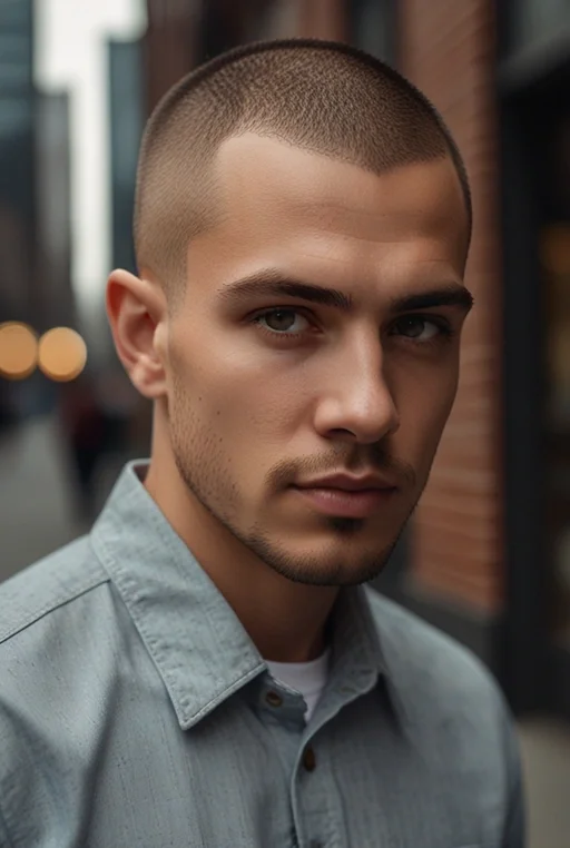 19. Buzz Cut with Side Part