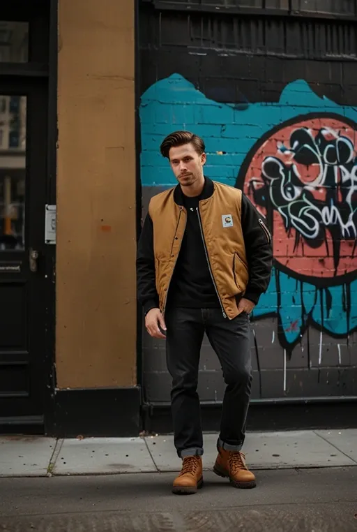 19. Carhartt Vest with a Bomber Jacket for Street Style