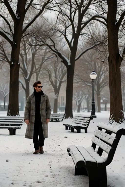 19. Checkered Coat with White Shirt