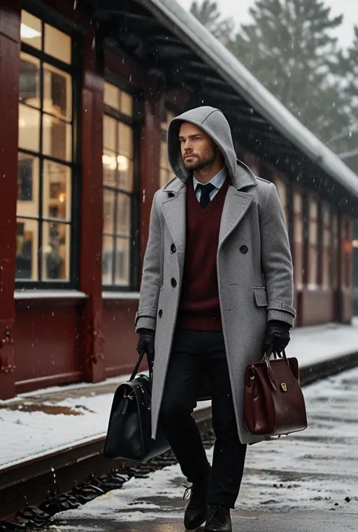 19. Hooded Peacoat with Gloves