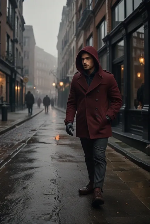 19. Maroon Hoodie with Peacoat