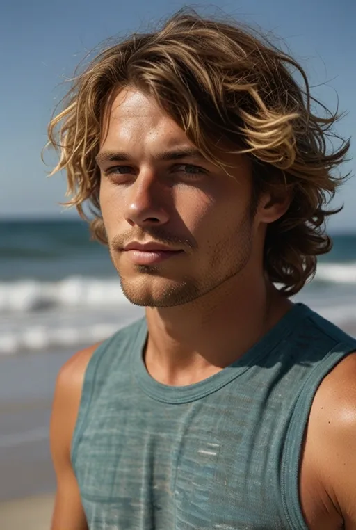 19. Surfer Hair with Sun-Kissed Highlights
