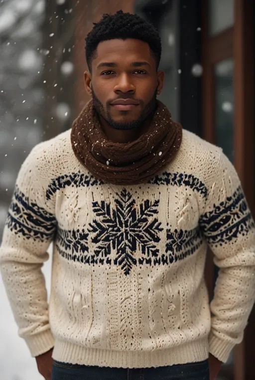 2. Chunky Knit Sweater with Dark Denim Jeans