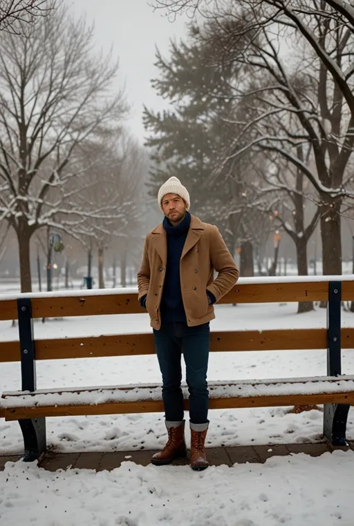 2. Navy Peacoat with Cable-Knit Sweater