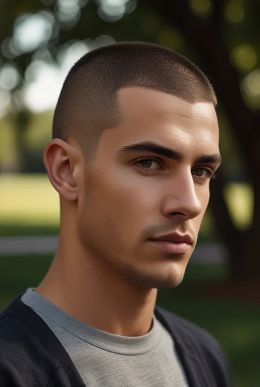 20. Buzz Cut with Clean Natural Fade
