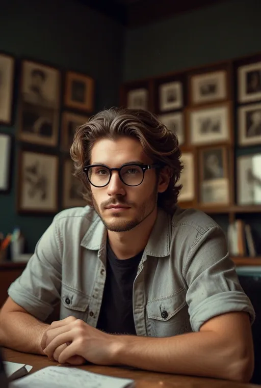 21. Medium Length Tousled Style with Retro Glasses