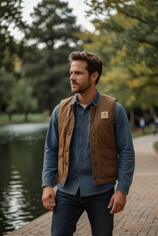 22. Carhartt Vest with a Casual Jacket for a Versatile Look