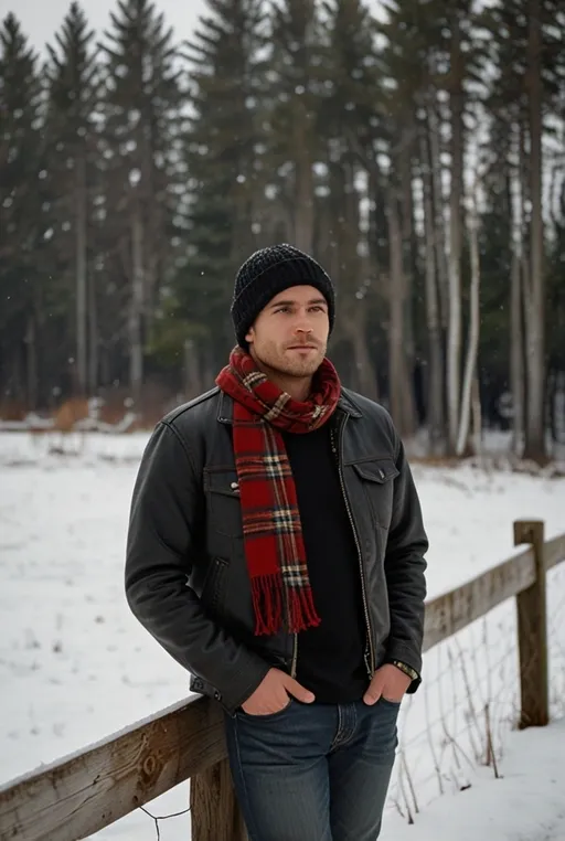 22. Leather Jacket with Flannel Shirt