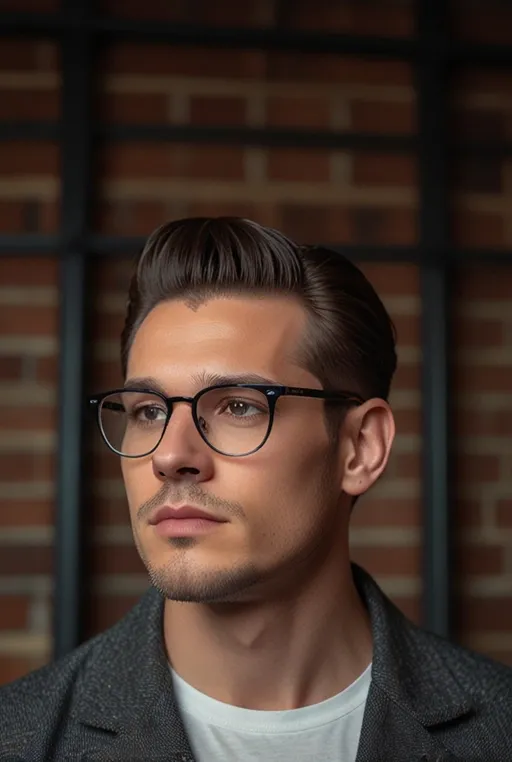 22. Medium Length Slicked Pompadour with Glasses