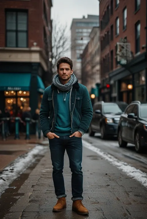 22. Teal Hoodie with Faux Fur Collar