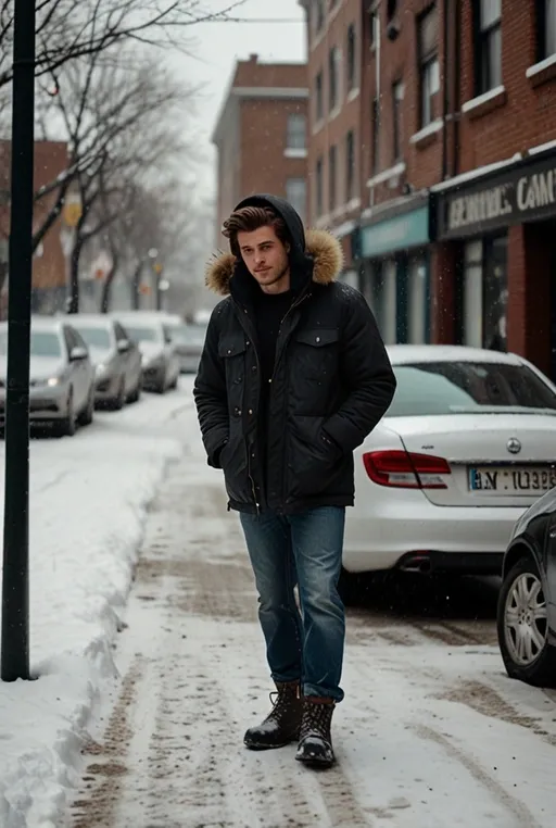 23. Black Hoodie with Vintage Parka