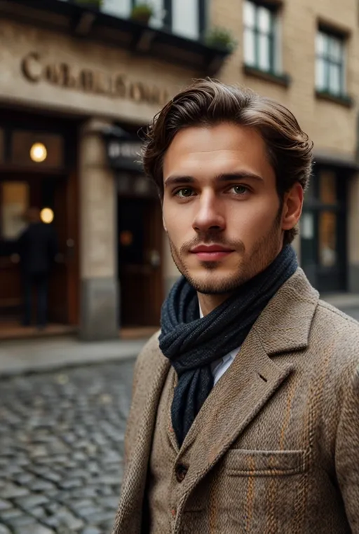23. Tweed Blazer with Wool Scarf