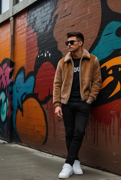 4. Faux Fur Jacket with Slim Black Jeans