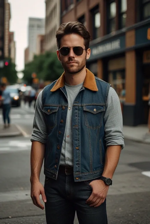 5. Carhartt Vest with a Denim Shirt for a Timeless Outfit