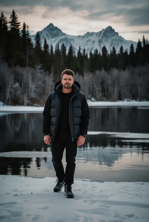 5. Charcoal Hoodie with Puffer Vest