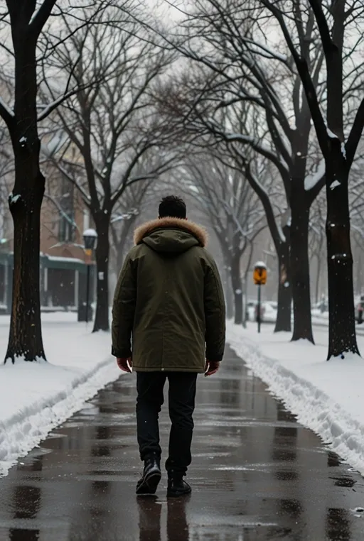 5. Military Green Parka with Fur Hood