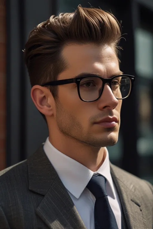5. Modern Pompadour with Medium Length Hair and Glasses