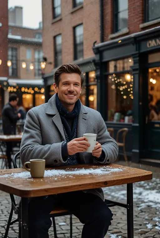 5. Wool Blend Coat with Patterned Sweater