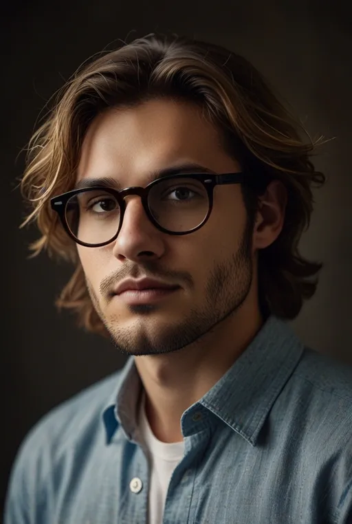 6. Layered Medium Length Cut with Round Glasses