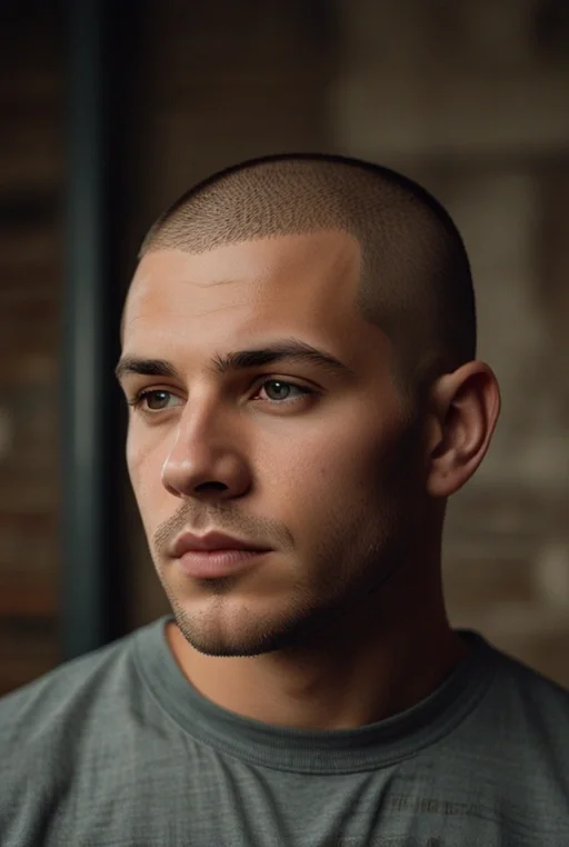 8. Buzz Cut with Razor Line
