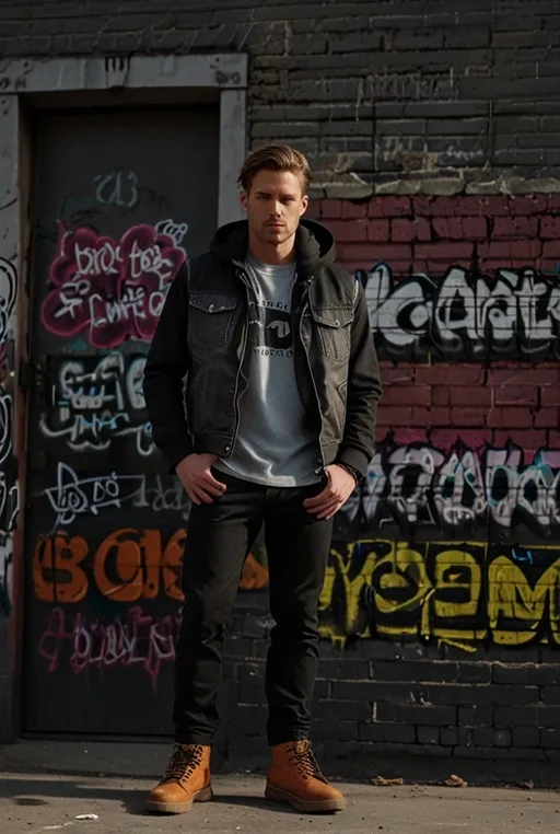 9. Carhartt Vest Over a Hoodie with a Leather Jacket