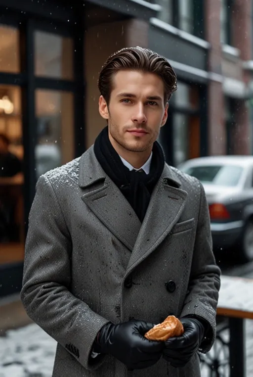 9. Double-Breasted Coat with White Shirt