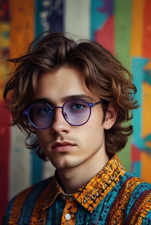 9. Tousled Medium Length Hairstyle with Large Round Glasses