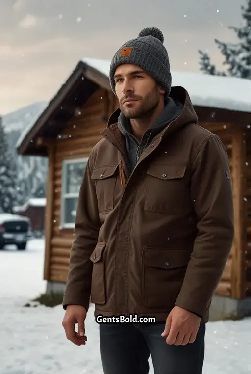 1. Cozy Winter Look with Carhartt Beanie and Quilted Jacket