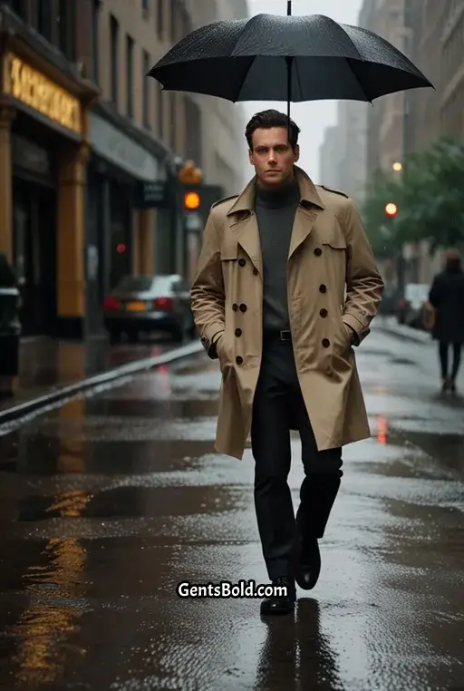 10. Charcoal Turtleneck with a Trench Coat