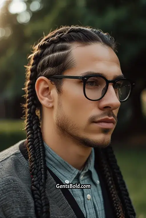 10. Long Braids with Black Rimmed Glasses