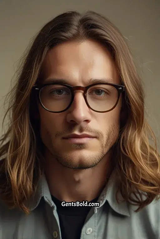 11. Long Hair with Understated Round Glasses