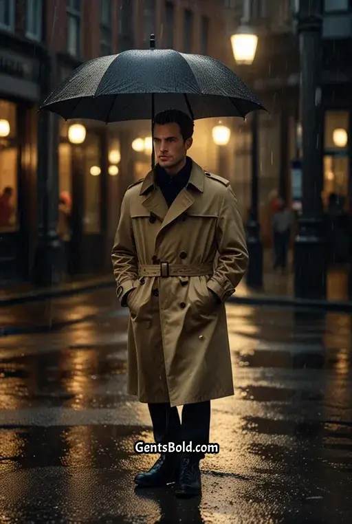 12. Black Hoodie with a Trench Coat