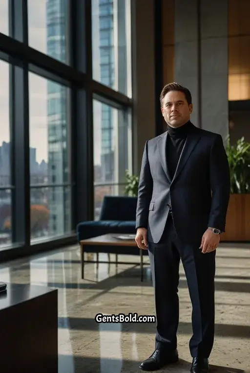 12. Black Turtleneck with a Pinstripe Suit
