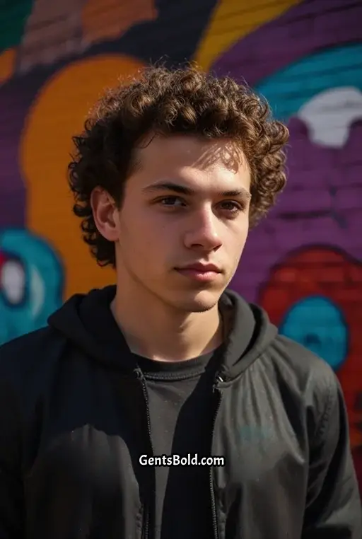 12. Curly Top with Shaved Sides