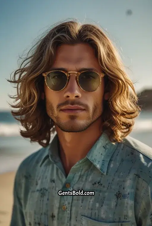12. Surfer Inspired Long Hair with Retro Glasses